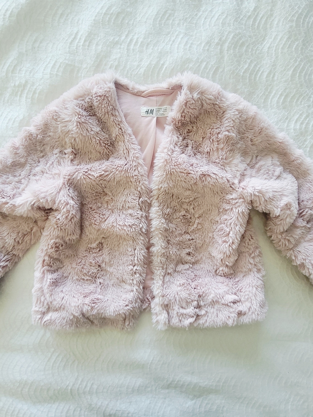 H&M Girls' Light Pink Faux Fur Jacket